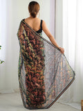 Astonishing Black Sequins Net Cocktail Party Wear Saree With Blouse - Zeel Clothing