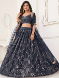 Astonishing Black Sequins Net Party Wear Lehenga Choli With Dupatta - Zeel Clothing