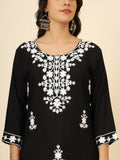 Astonishing Black Thread Embroidery Rayon Festival Wear Kurti - Zeel Clothing