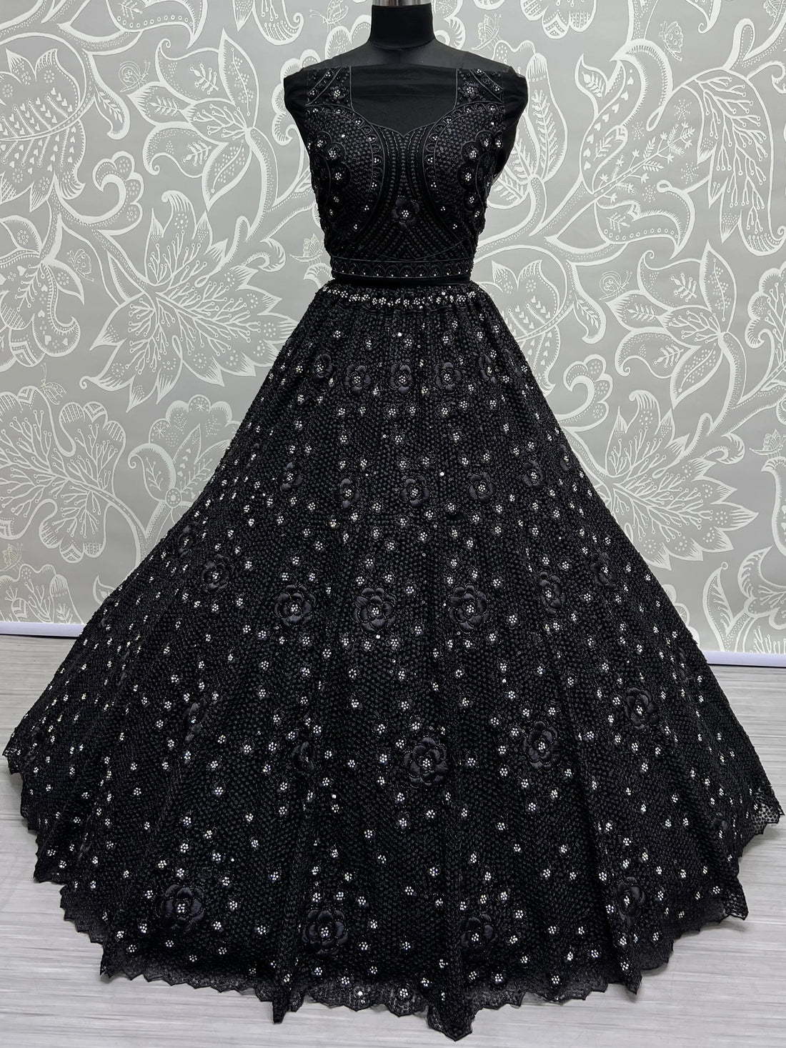 Astonishing Black Thread Work Net Reception Wear Lehenga Choli - Zeel Clothing