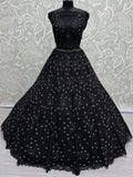 Astonishing Black Thread Work Net Reception Wear Lehenga Choli - Zeel Clothing
