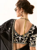 Astonishing Black Zari Work Tissue Silk Reception Wear Saree - Zeel Clothing