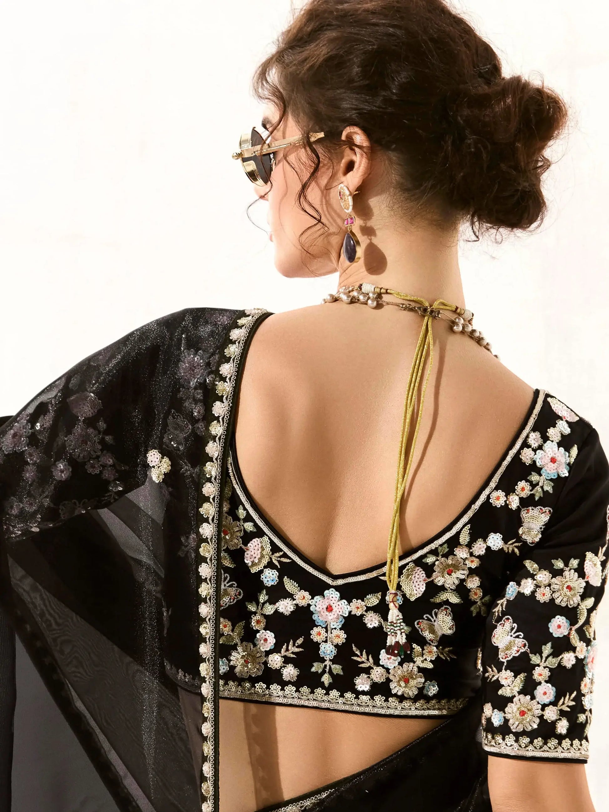 Astonishing Black Zari Work Tissue Silk Reception Wear Saree - Zeel Clothing