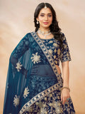 Astonishing Blue Embroidered Silk Engagement Wear Lehenga Choli - Zeel Clothing
