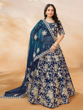 Astonishing Blue Embroidered Silk Engagement Wear Lehenga Choli - Zeel Clothing