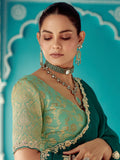 Astonishing Bottle Green Sequins Embroidered Tissue Silk Mehendi Wear Saree - Zeel Clothing