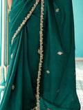 Astonishing Bottle Green Sequins Embroidered Tissue Silk Mehendi Wear Saree - Zeel Clothing