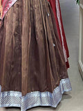 Astonishing Brown Woven Dupion Silk Festival Wear Lehenga Choli - Zeel Clothing