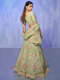 Astonishing Green Embroidered Net Lehenga Choli With Dupatta - Zeel Clothing