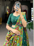 Astonishing Green kalamkari Printed Silk Traditonal Lehenga Choli - Zeel Clothing