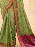 Astonishing Green Patola Printed Silk Wedding Wear Saree With Blouse - Zeel Clothing