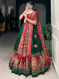 Astonishing Green Patola Printed Tussar Silk Traditional Lehenga Choli - Zeel Clothing