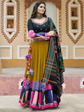 Astonishing Green Printed Rayon Navratri Lehenga Choli With Dupatta - Zeel Clothing