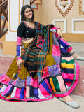 Astonishing Green Printed Rayon Navratri Lehenga Choli With Dupatta - Zeel Clothing