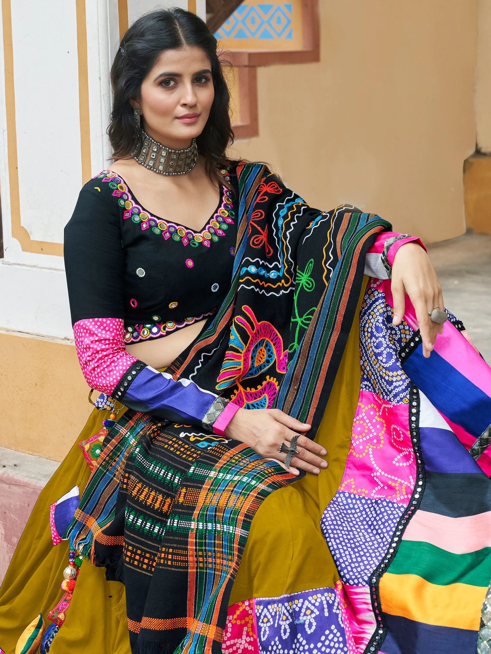 Astonishing Green Printed Rayon Navratri Lehenga Choli With Dupatta - Zeel Clothing