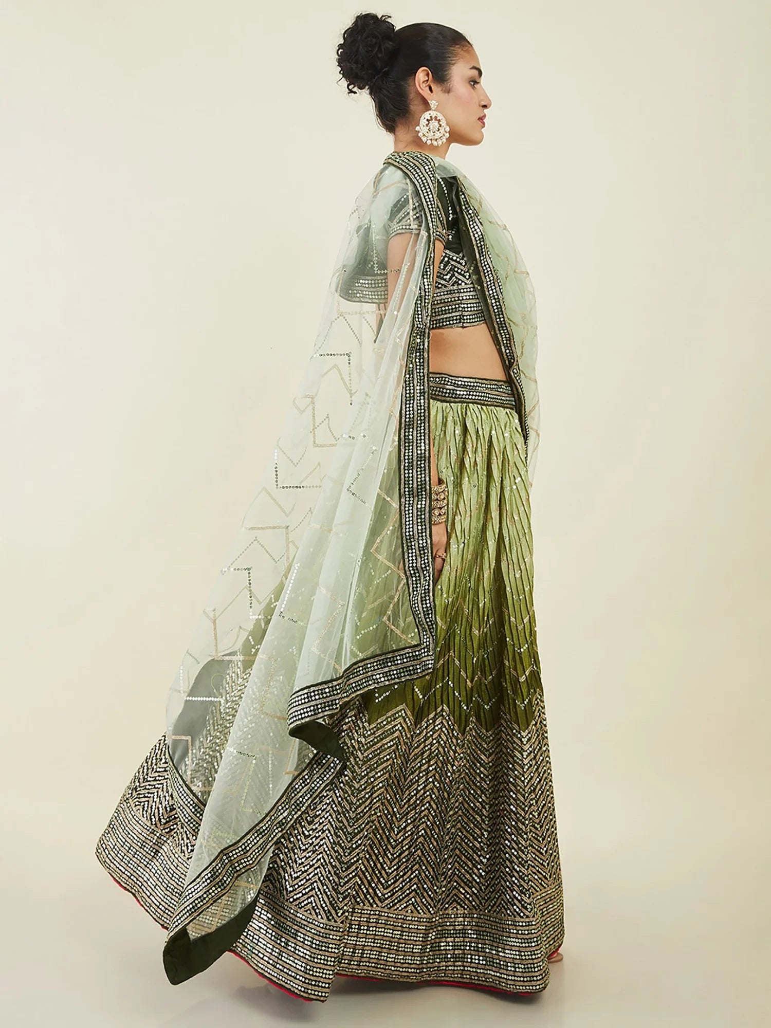 Astonishing Green Sequins Art Silk Wedding Wear Lehenga Choli - Zeel Clothing