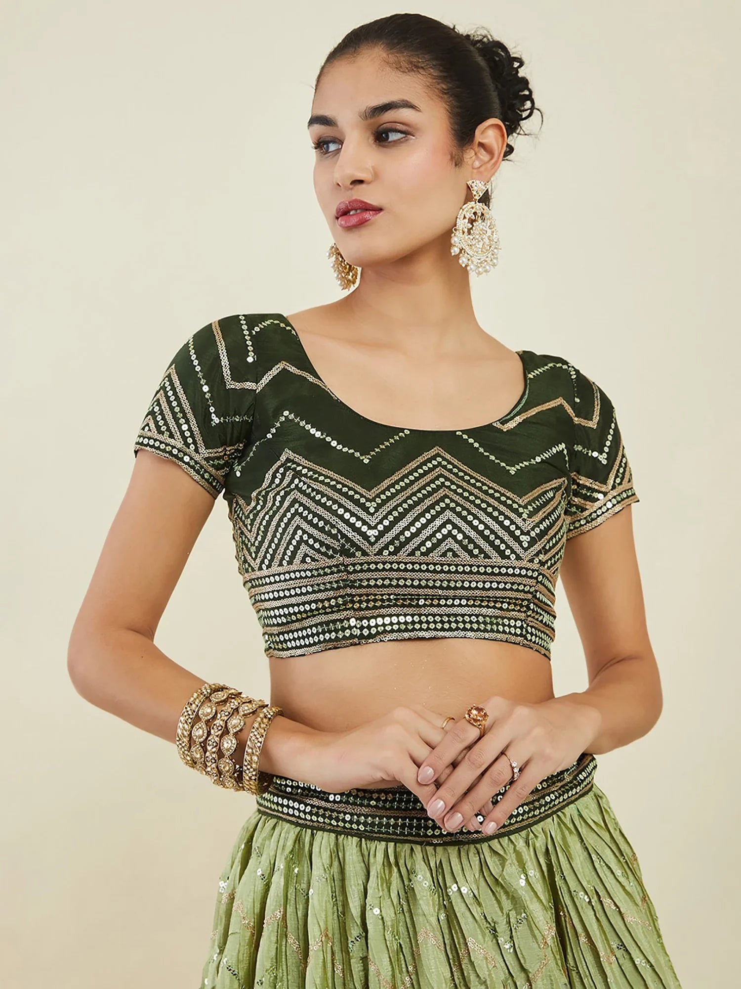 Astonishing Green Sequins Art Silk Wedding Wear Lehenga Choli - Zeel Clothing