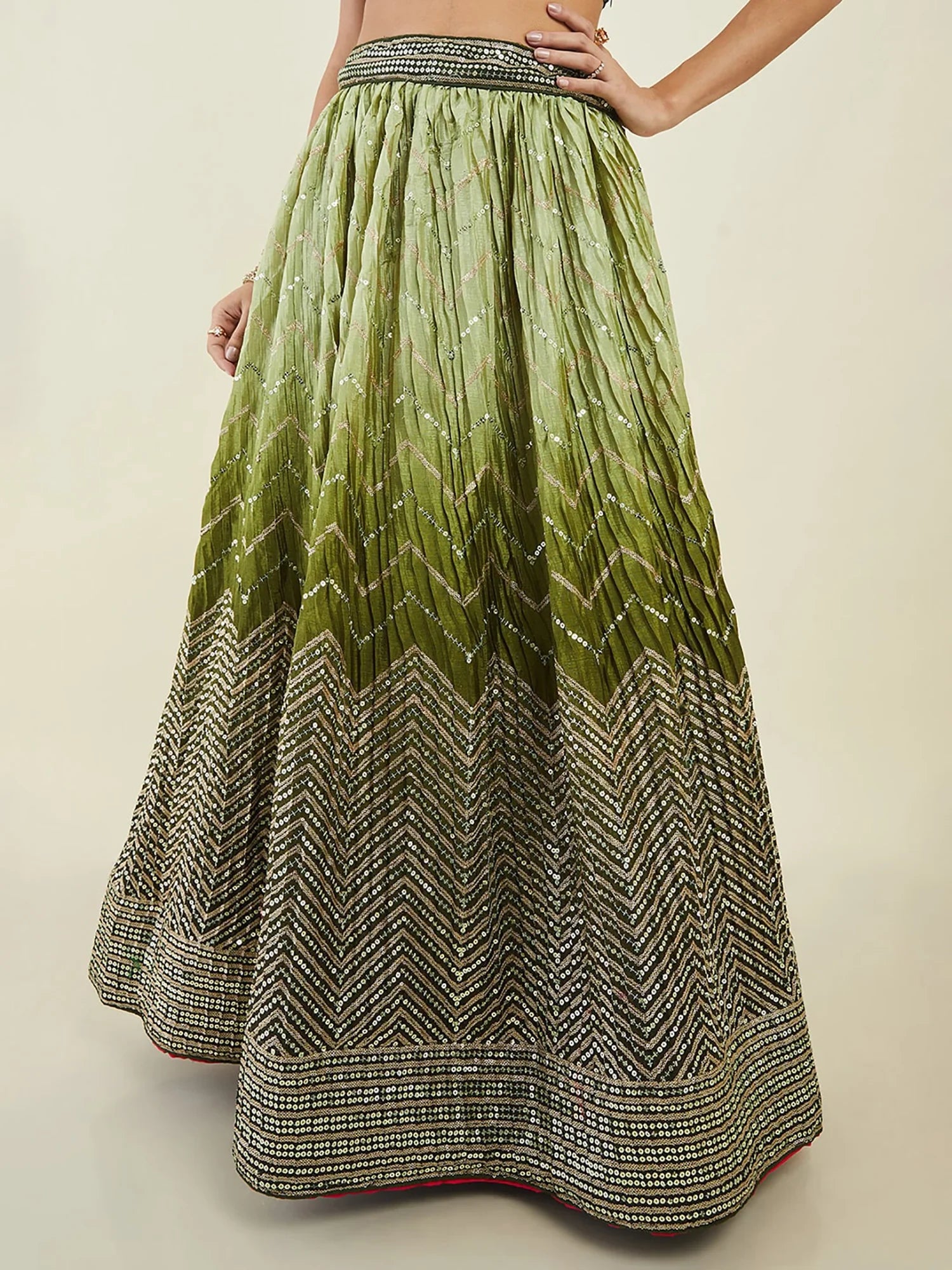 Astonishing Green Sequins Art Silk Wedding Wear Lehenga Choli - Zeel Clothing
