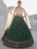 Astonishing Green Sequins Georgette Lehenga Choli With Dupatta - Zeel Clothing