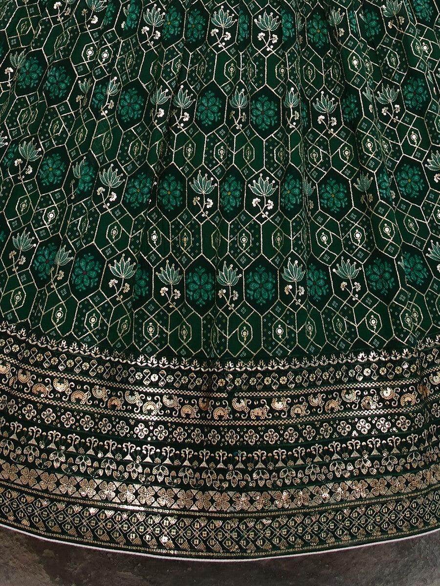 Astonishing Green Sequins Georgette Lehenga Choli With Dupatta - Zeel Clothing