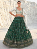 Astonishing Green Sequins Georgette Lehenga Choli With Dupatta - Zeel Clothing
