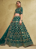 Astonishing Green Sequins Work Slub Silk Party Wear Lehenga Choli With Dupatta - Zeel Clothing