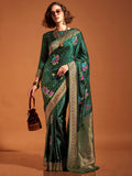 Astonishing Green Weaving Satin Mehendi Wear Saree With Blouse - Zeel Clothing