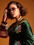 Astonishing Green Weaving Satin Mehendi Wear Saree With Blouse - Zeel Clothing