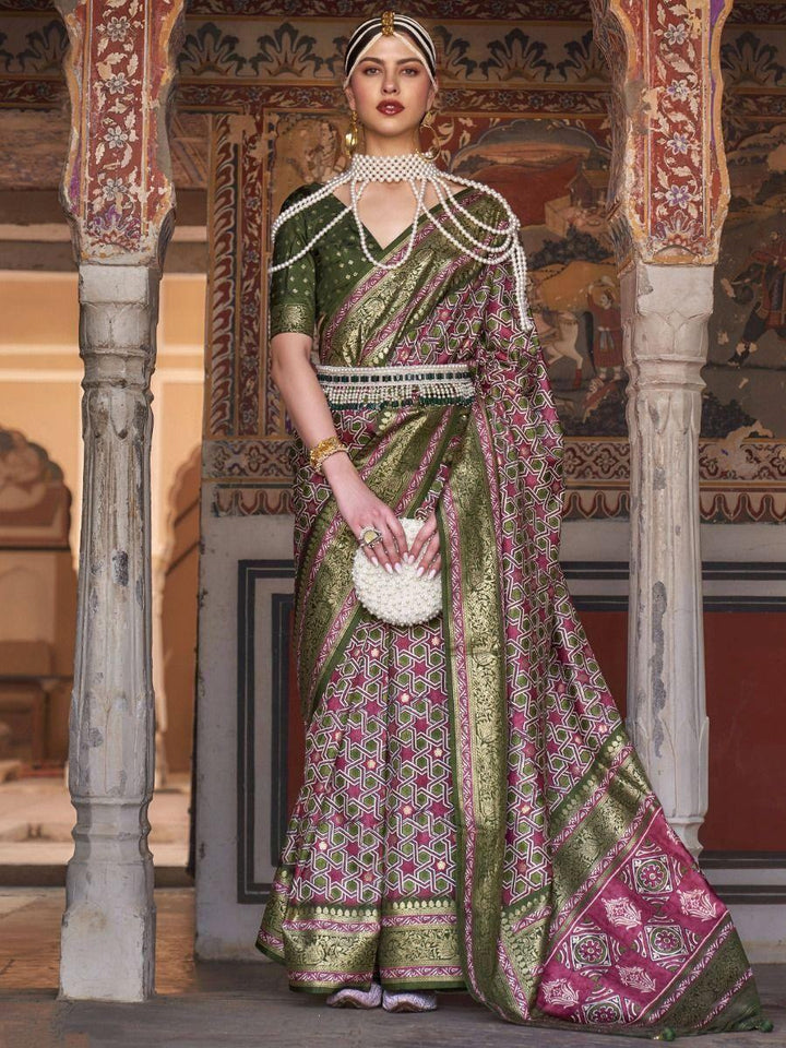 Astonishing Green Woven Silk Traditional Saree With Blouse