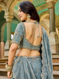 Astonishing Grey Bead Embroidery Crush Silk Event Wear Lehenga With Blouse