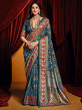 Astonishing Grey Digital Printed Tussar Silk Designer Saree With Blouse - Zeel Clothing