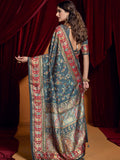 Astonishing Grey Digital Printed Tussar Silk Designer Saree With Blouse - Zeel Clothing