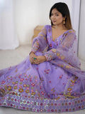 Astonishing Lavender Floral Embroidered Net Event Wear Lehenga Choli - Zeel Clothing