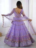 Astonishing Lavender Floral Embroidered Net Event Wear Lehenga Choli - Zeel Clothing