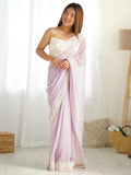 Astonishing Lavender Lace Work Georgette Festival Wear Saree - Zeel Clothing