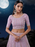 Astonishing Lavender Sequins Georgette Lehenga Choli With Dupatta - Zeel Clothing