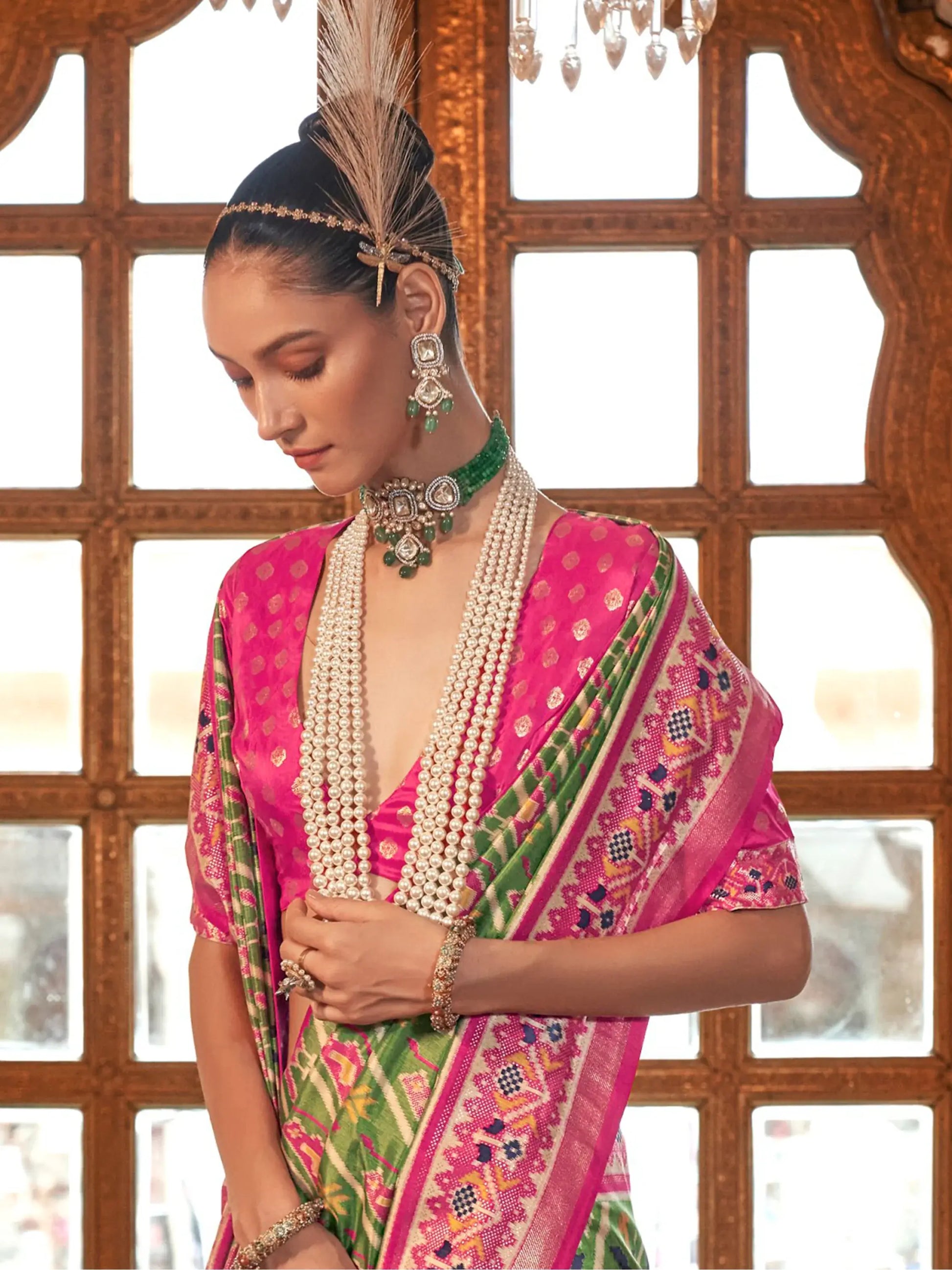 Astonishing Light Green Printed Silk Function Wear Saree With Blouse - Zeel Clothing