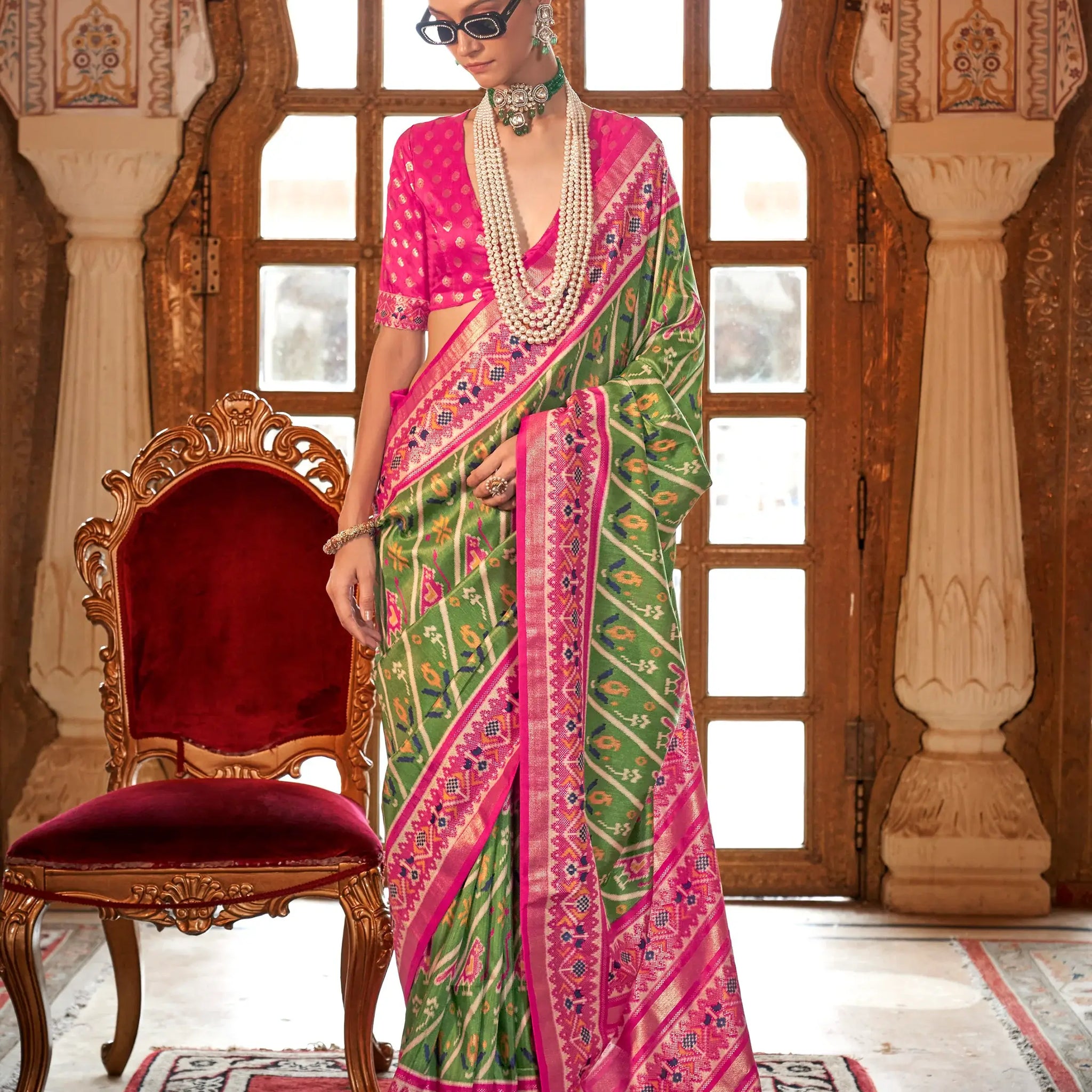 Astonishing Light Green Printed Silk Function Wear Saree With Blouse - Zeel Clothing