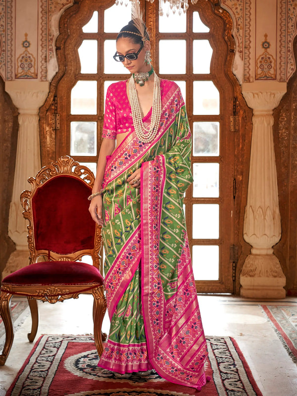 Astonishing Light Green Printed Silk Function Wear Saree With Blouse - Zeel Clothing