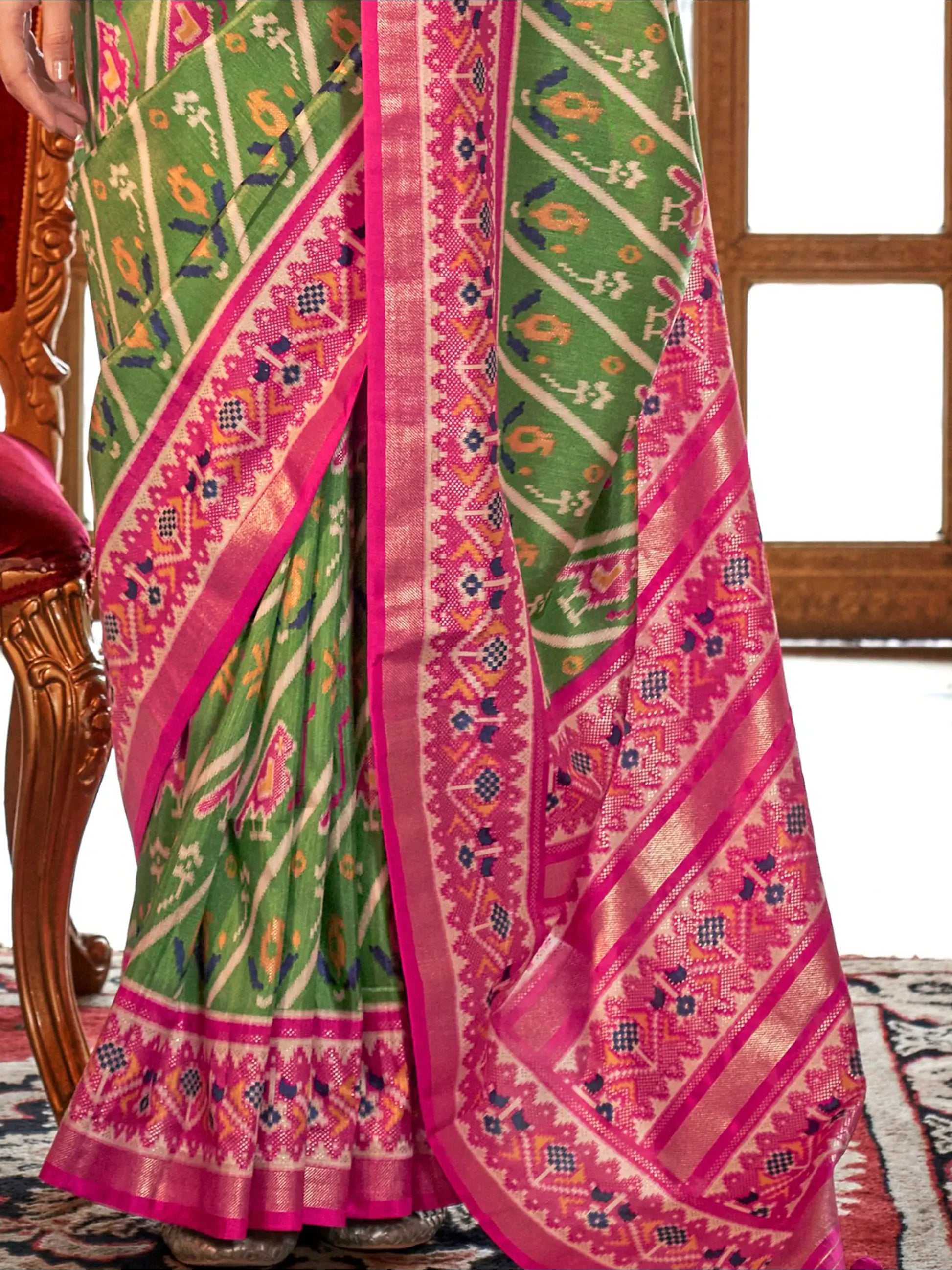 Astonishing Light Green Printed Silk Function Wear Saree With Blouse - Zeel Clothing