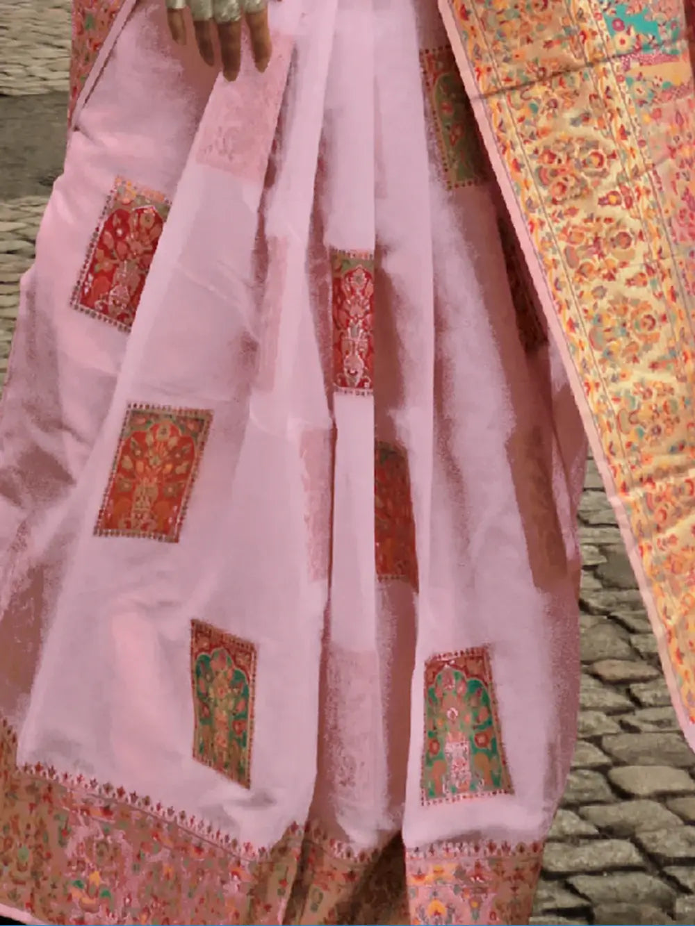 Astonishing Light Pink Zari Weaving Silk Saree With Blouse - Zeel Clothing