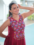 Astonishing Maroon Gamthi Work Rayon Navratri Special Gown - Zeel Clothing