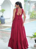 Astonishing Maroon Gamthi Work Rayon Navratri Special Gown - Zeel Clothing