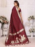 Astonishing Maroon Zari Weaving Kochi Silk Festive Wear Saree With Blouse - Zeel Clothing
