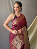 Astonishing Maroon Zari Woven Silk Festival Wear Saree With Blouse - Zeel Clothing