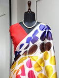 Astonishing Multi-Color Digital Printed Satin Saree With Blouse - Zeel Clothing