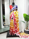 Astonishing Multi-Color Digital Printed Satin Saree With Blouse - Zeel Clothing