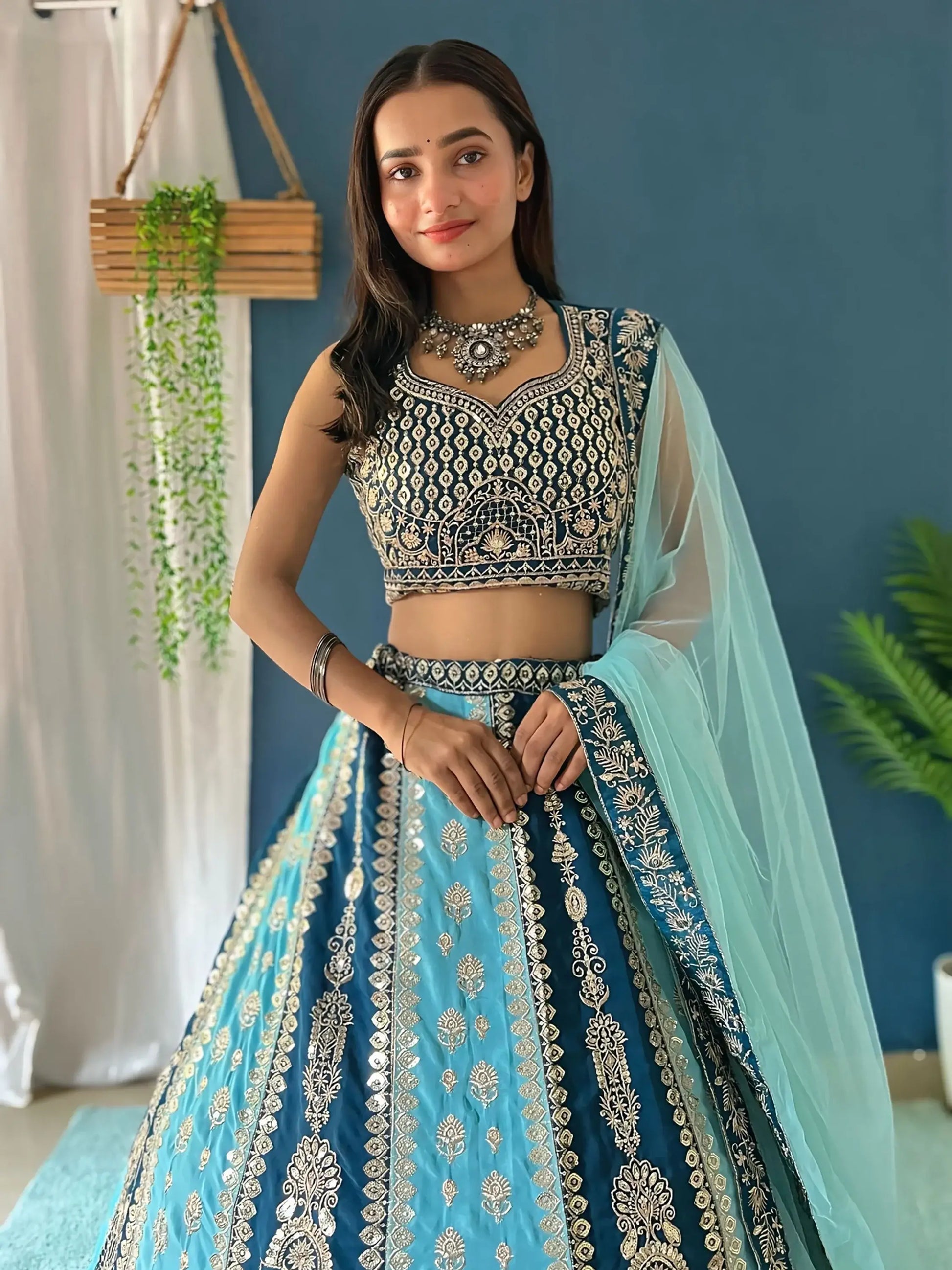 Astonishing Multi-Color Embroidered Georgette Wedding Lehenga Choli - Zeel Clothing