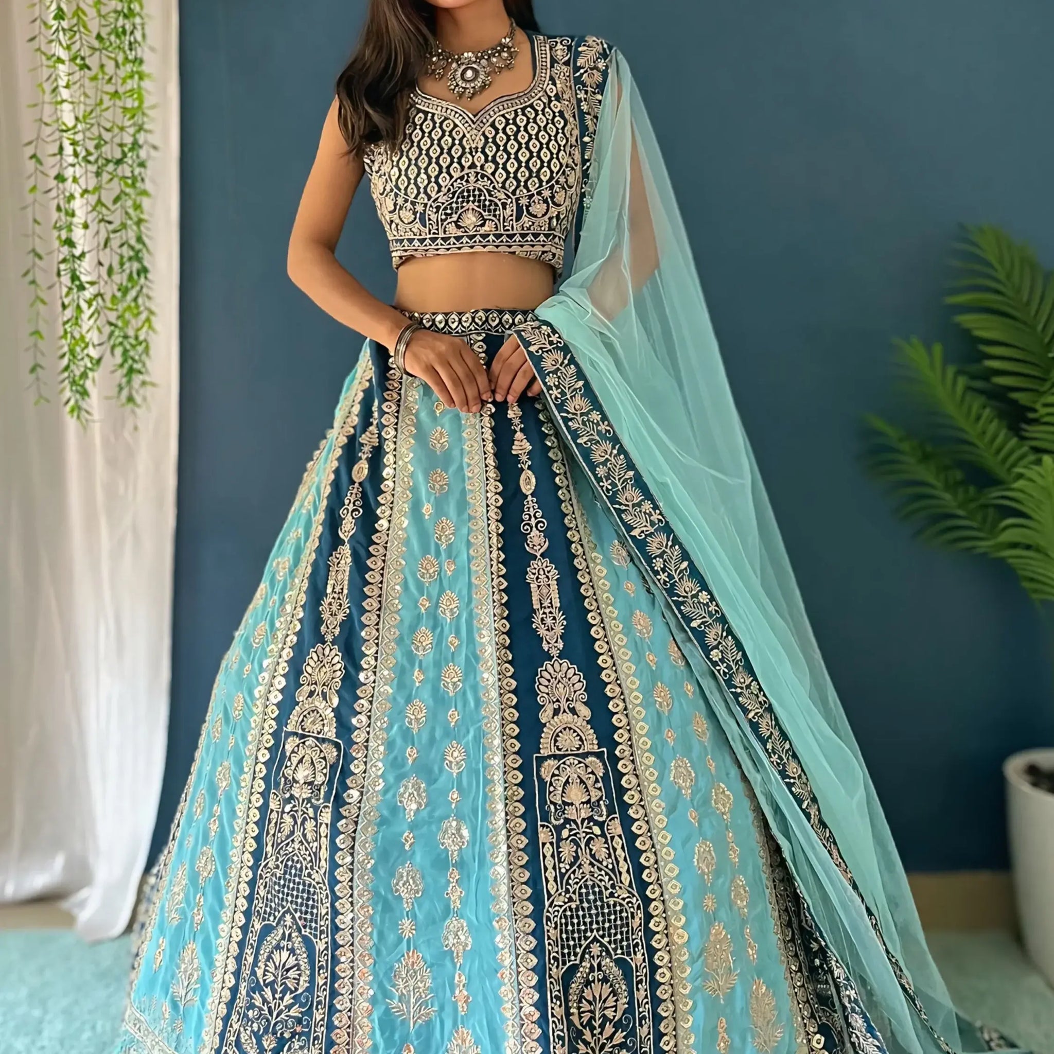 Astonishing Multi-Color Embroidered Georgette Wedding Lehenga Choli - Zeel Clothing