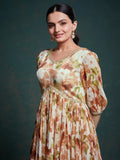 Astonishing Multi-Color Floral Printed Georgette Festival Wear Gown - Zeel Clothing